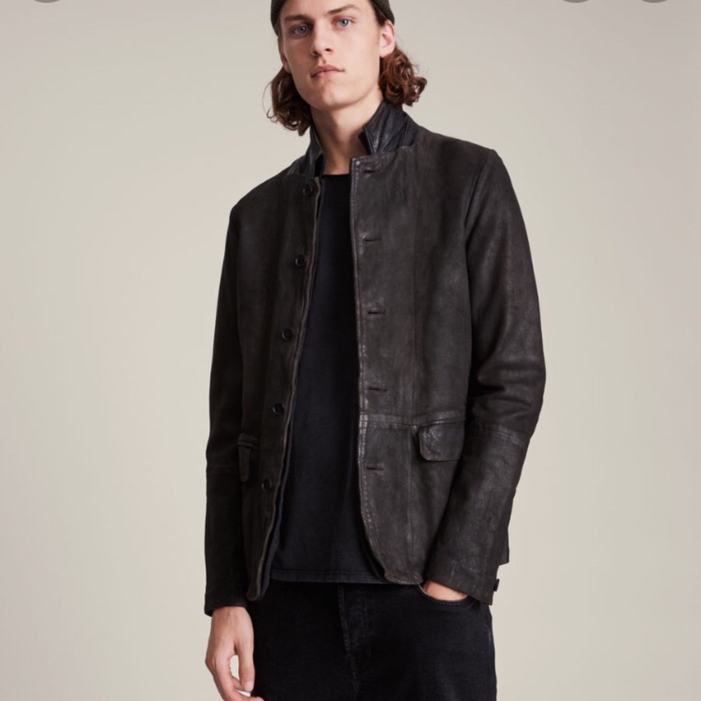 All saints survey leather blazer